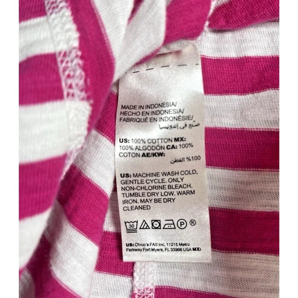 Chicos NWT Zenergy pink white striped cowl neck drawstring sz 3 (16 or XL) party - Picture 8 of 8